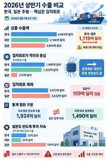 한국·대만·일본의 상품·집적회로·반도체 장비 수출액을 비교한 2026년 인포그래픽