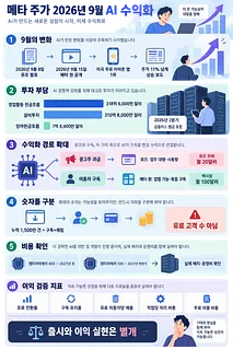 메타의 2026년 9월 AI 발표, 투자 부담, 수익화 경로와 확인할 지표를 정리한 인포그래픽