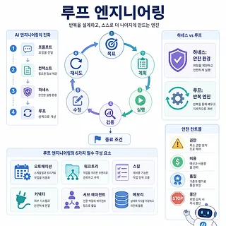 루프 엔지니어링의 반복 단계와 안전 제어, 필수 구성 요소를 정리한 한국어 인포그래픽