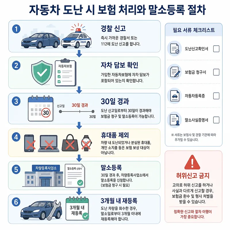 Infografía paso a paso sobre seguro y baja registral tras el robo de un auto