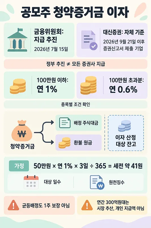 政府の推進日程、大信証券の適用基準、金利と利息の計算例をまとめた図解