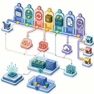AI automation workflow linking online stores with settlement, security, and verification