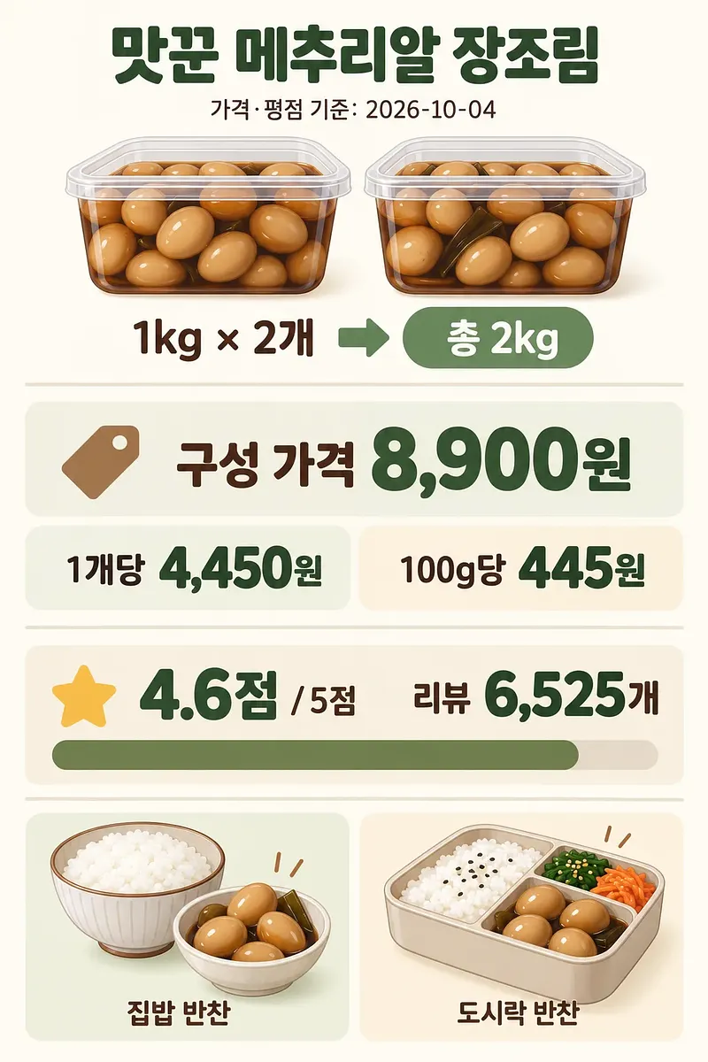 Infografía con dos envases de huevos de codorniz en soja, peso, precios, valoración y ejemplos con arroz y para llevar