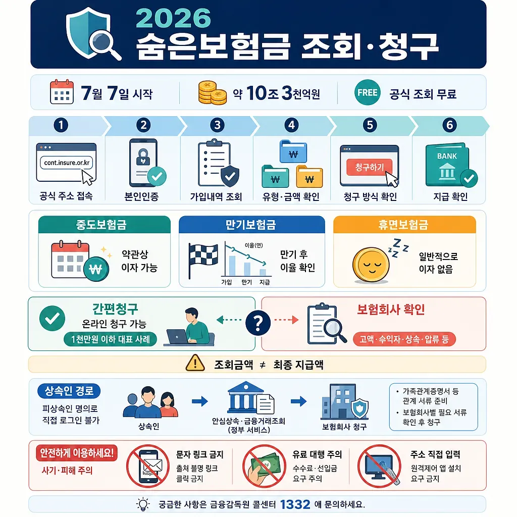 Infografía con seis pasos para consultar y reclamar seguros no cobrados en 2026