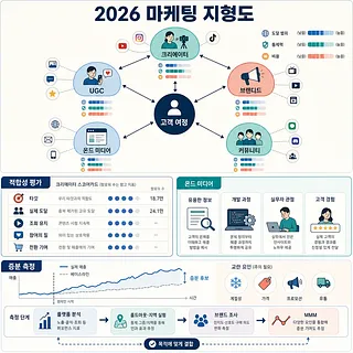 고객 여정을 중심으로 크리에이터, 브랜드, 커뮤니티, UGC, 온드 미디어를 연결한 2026 마케팅 지형도